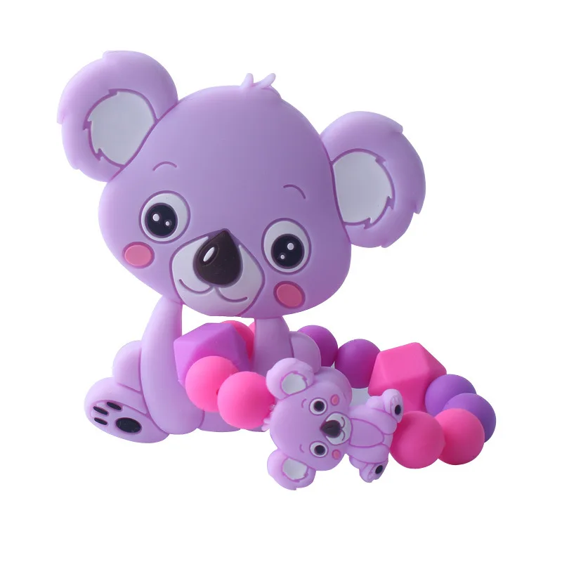 Silicone Baby Teether Bracelet BPA Free Cute Koala Baby Teething Beads Nurse Gift Food Grade Silicone Toy Product Baby Bracelet - Цвет: Фиолетовый