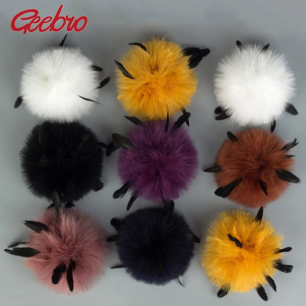 Geebro страусиное меховое Pom DIY шапки с помпонами шапки шапочки шары с перьями с пряжкой обувь сумки Hairband аксессуары JQ03