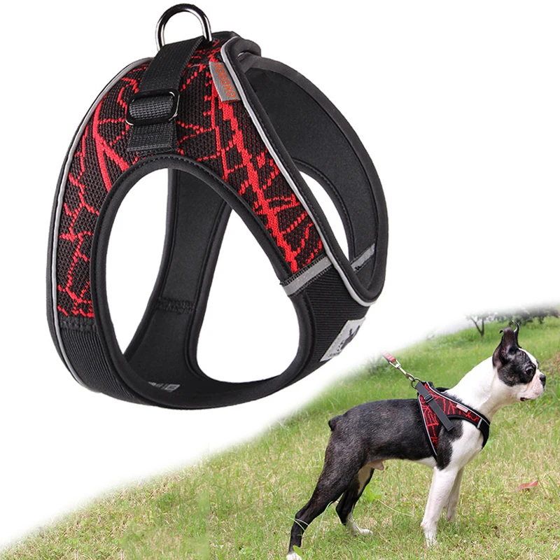 Светоотражающая шлейка для домашней собаки шлейка для собак французский для бульдога Чихуахуа регулируемый безопасный тренировочный жилет для собак