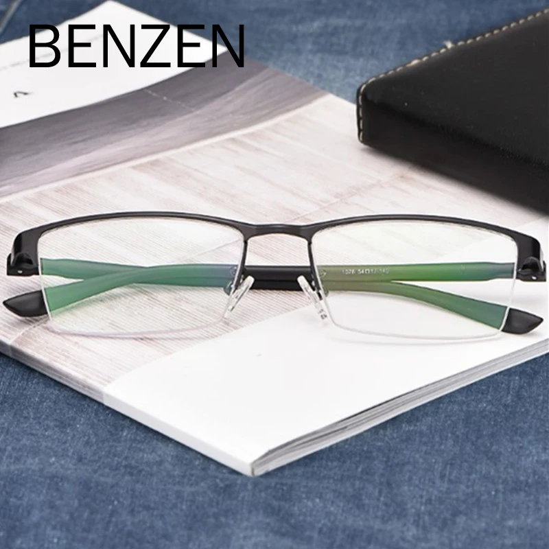 

BENZEN Titanium Alloy Optical Eyeglasses Men Ultralight Half Frame Myopia Prescription Glasses Frame Male 5270