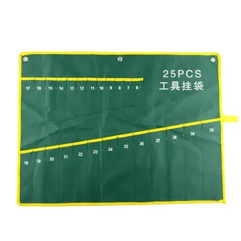 

Durable 25 Pocket Canvas Roll Spanner Wrench Tool Bag Case Hanging Suite