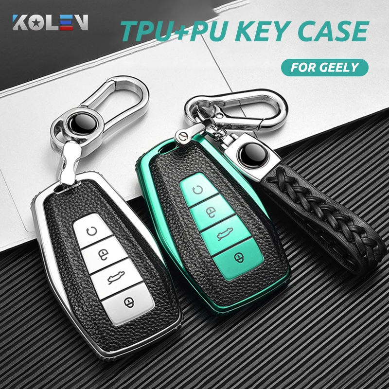 

TPU+PU Car Remote Key Case Cover For Geely Coolray Atlas Boyue NL3 Emgrand X7 EX7 SUV GT GC9 Borui Auto Key Protect Holder Shell