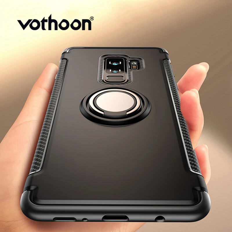 

Vothoon Soft Shockproof Case For Samsung Galaxy S8 S9 S10 Plus S10e Note 8 9 S7 edge Anti Knock Silicone Car Holder Ring Case