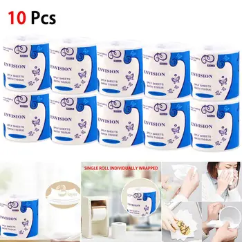 

10 rolls of toilet paper 3 layers white soft toilet paper Large batch packaging of quality white paper towels Bathroom, kitchen