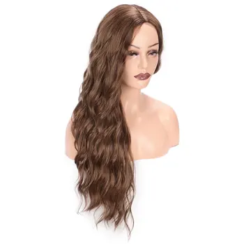 

MRS 26inches Long Brown Wave Wig Synthetic Wigs For Black Women Middle Part Nature Red Black Hair High Temperature Fiber BY057