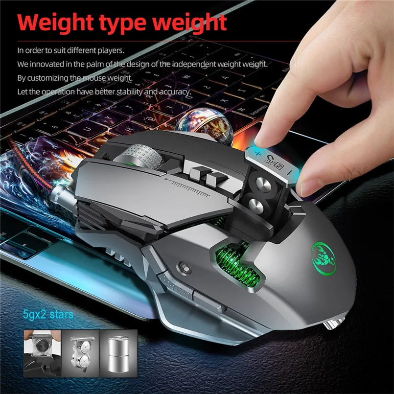 6400 DPI 7-keys Macro Definition Programmable Wired Game Mouse Gaming Mouse Mice  Aluminum alloy 3D metal roller 40NOV2804