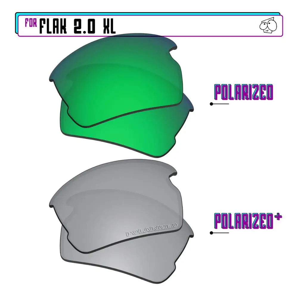 

EZReplace Polarized Replacement Lenses for - Oakley Flak 2.0 XL Sunglasses - SilverP Plus-Green P