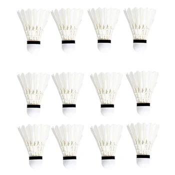 

12pcs/set Goose Feather Training Durable Interactive Game Badminton Ball Loss Weight Gym Lawn Backyard Exercise Outdoor Sports