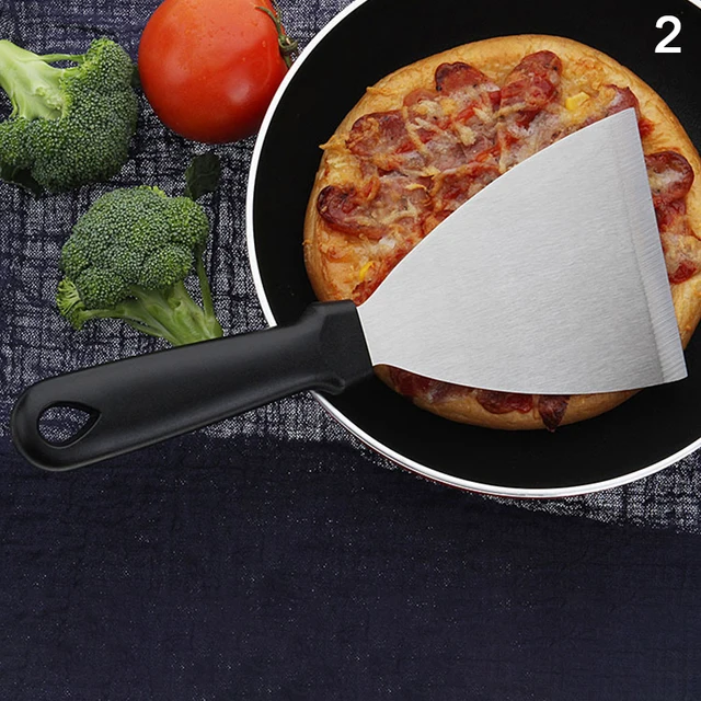 Rozsdamentes Acél Szegecselt Étterem Grillezés Bbq Szerszámok Pizza Steak Sült Lapát Spatula Turner Konyhai Edények - Image 3