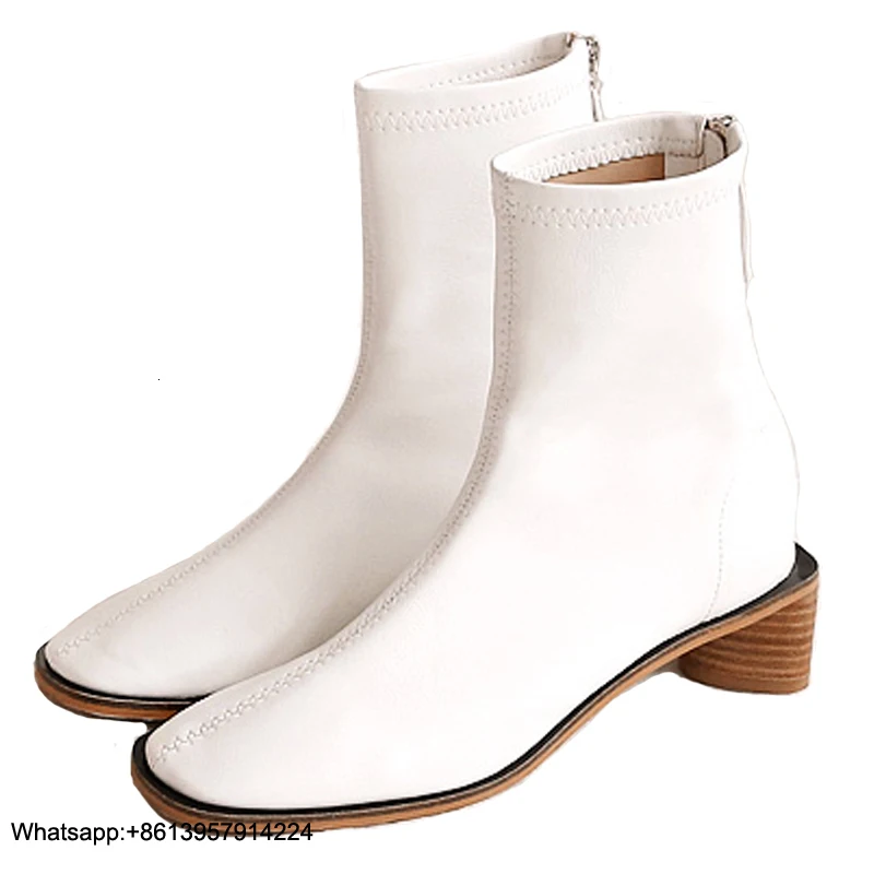 

Women Boots Shoes Woman 2019 Winter Zipper Ankle Boots For Women Leather Shoes Fashion Boots Female Winter Shoes White Boots