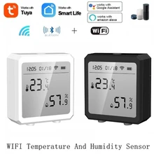 Tuya – capteur WIFI intelligent de température et d'humidité, hygromètre d'intérieur, thermomètre avec écran LCD, compatible avec Alexa et Google Assistant