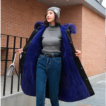 

Winter Warm Thick Parka Reversible Colour Duck Down Large Size Long Section Female Overcoat Artificial Fur Collar Down Jacket