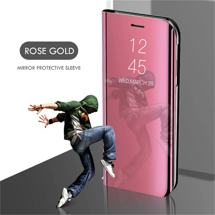 Rose gold Умный зеркальный чехол для телефона для samsung Galaxy Note 10 A50 S10 S8 S9 S6 S7 Edge Plus S10e M20 M10 A30 A10 A20 A40 A70 A5 крышка - Цвет: Rose gold