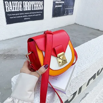 

Women's Diagonal Small Round Bag New Panelled Stitching Shoulder Bag Korean Stylish Personality Messenger Bag Bright Female Bag