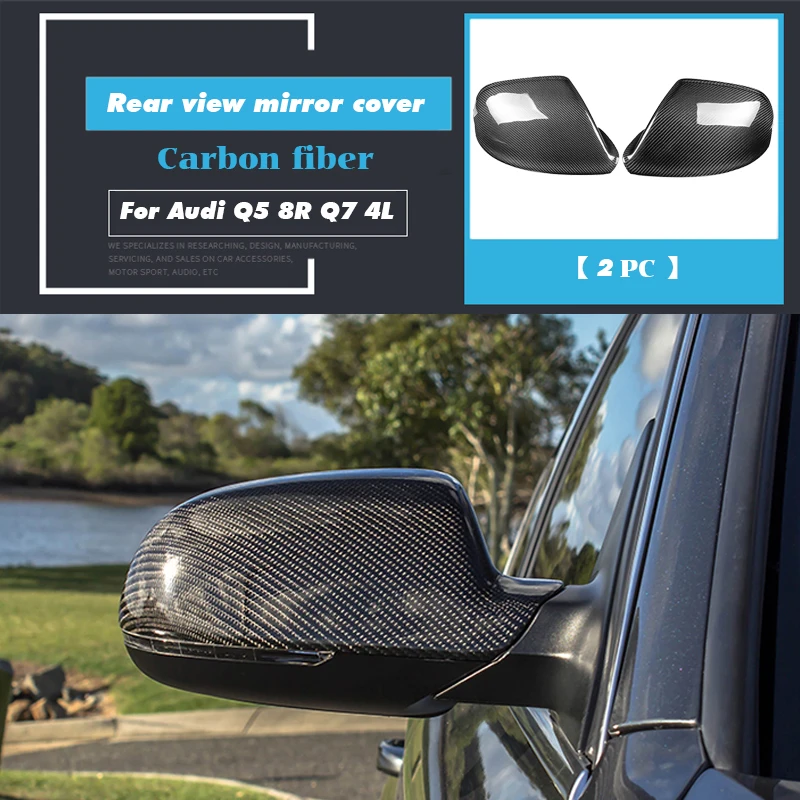

Car Accessories Dry Carbon Fiber Side Rearview Mirror Frame Cover Case Shell Protector Exterior Decoration for Audi Q5 8R Q7 4L
