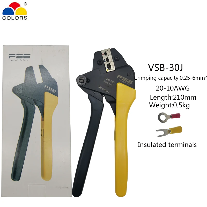 VSB высококачественные обжимные плоскогубцы высокой точности голая/Изолированная обжимная Клемма саморегулируемые регулировочные инструменты обжимная Клемма - Цвет: VSB-30J