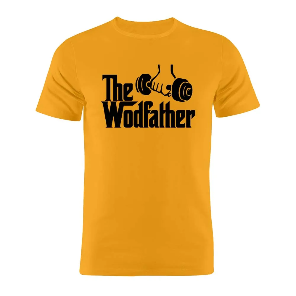 Мужская футболка хлопок The Wodfather Wod тренировка дня мотивация художественная работа Подарочная футболка - Цвет: Оранжевый