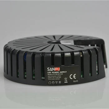 

DC 24V 150W Power Supply Unit 6A 24VDC LED Driver AC-DC Lighting Transformer 24 Volt Round Black Aluminum Thin for LEDs