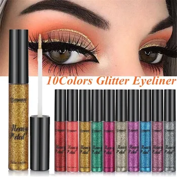 

10 Color Liquid Glitter Eyeshadow Pencil Shimmer Eyeshadow Waterproof Long-lasting Shimmer Eyeshadow Eye Makeup Accessorices 8ml