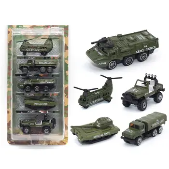 

5Pcs Diecast Mini Military Vehicles Alloy Army Tank Model Toys for Children Plastic Gliding Car Truck Kids Toy Gifts for Boy