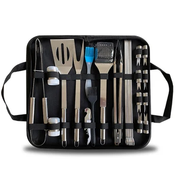 

Grilling Accessories Grill Tools 28pcs/set Stainless Steel Sloted Spatula Fork Cleaning Brush Clamp BBQ Tools Set DTT88