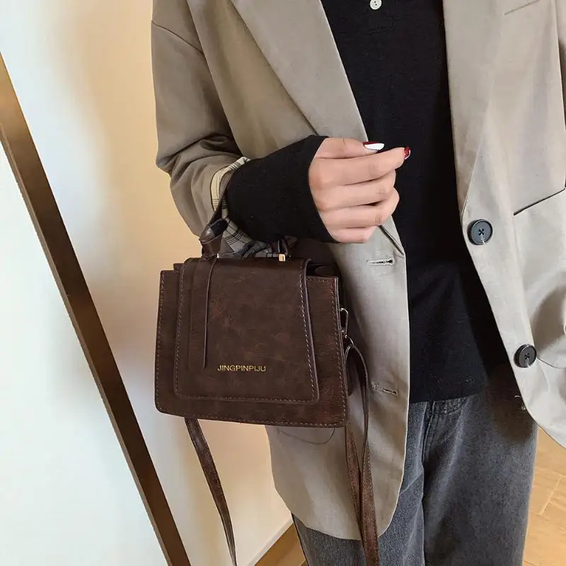

Casual Solid Color Messenger Tote Bag Retro Single Shoulder Crossbody Bags Fashion Female Durable PU Leather Handbag