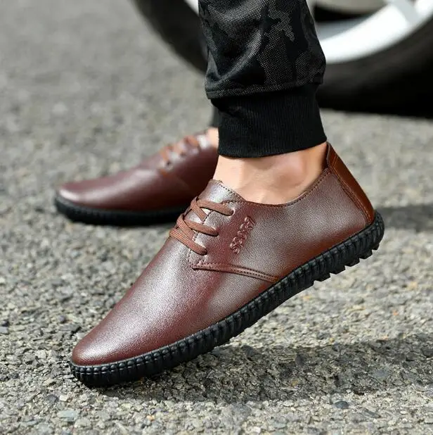 

2019 New Spring Fashion Men's Leather Shoes with Non-slip Shoes Casual Shoes Autumn Men's Flat Shoes Men's Sneakers L2100