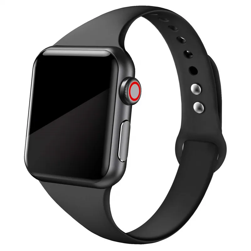 black 34 Тонкий ремешок для Apple watch 5 ремешок 44 мм 40 мм iWatch ремешок 38 мм 42 мм спортивный силиконовый браслет ремешок для Apple watch 4/3/2/1 38 - Цвет ремешка: black 34