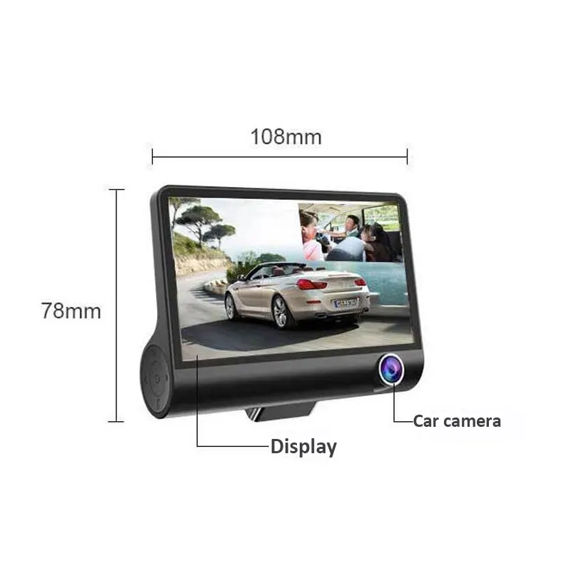 TOSPRA Full HD 1080P Видеорегистраторы для автомобилей Камера s 3 объектив 4,0 дюймов Широкий формат автомобиля тире Камера Двойной объектив с зеркалом заднего вида камера авторегистратор