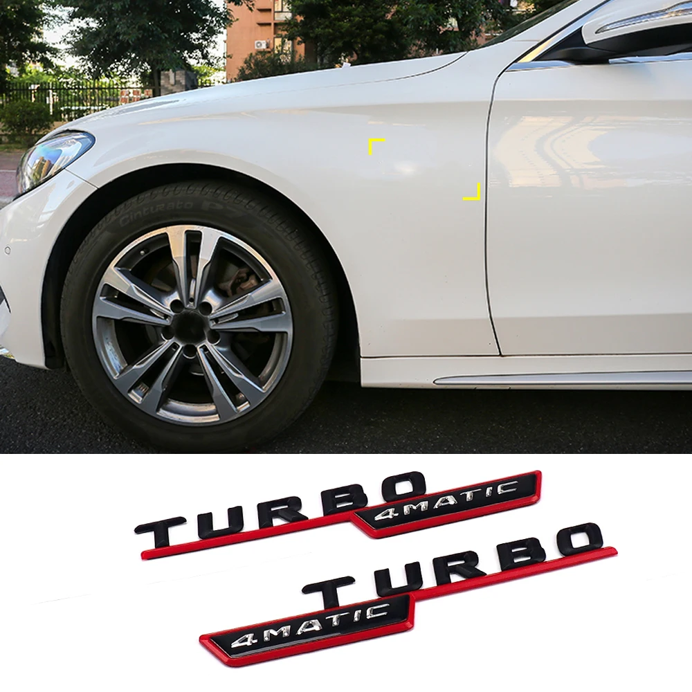 2 шт. красный стикер Fender для автомобиля TURBO 4matic Mercedes Benz W212 E63 CLA W117 W202 W205 C63 W207 W176 авто