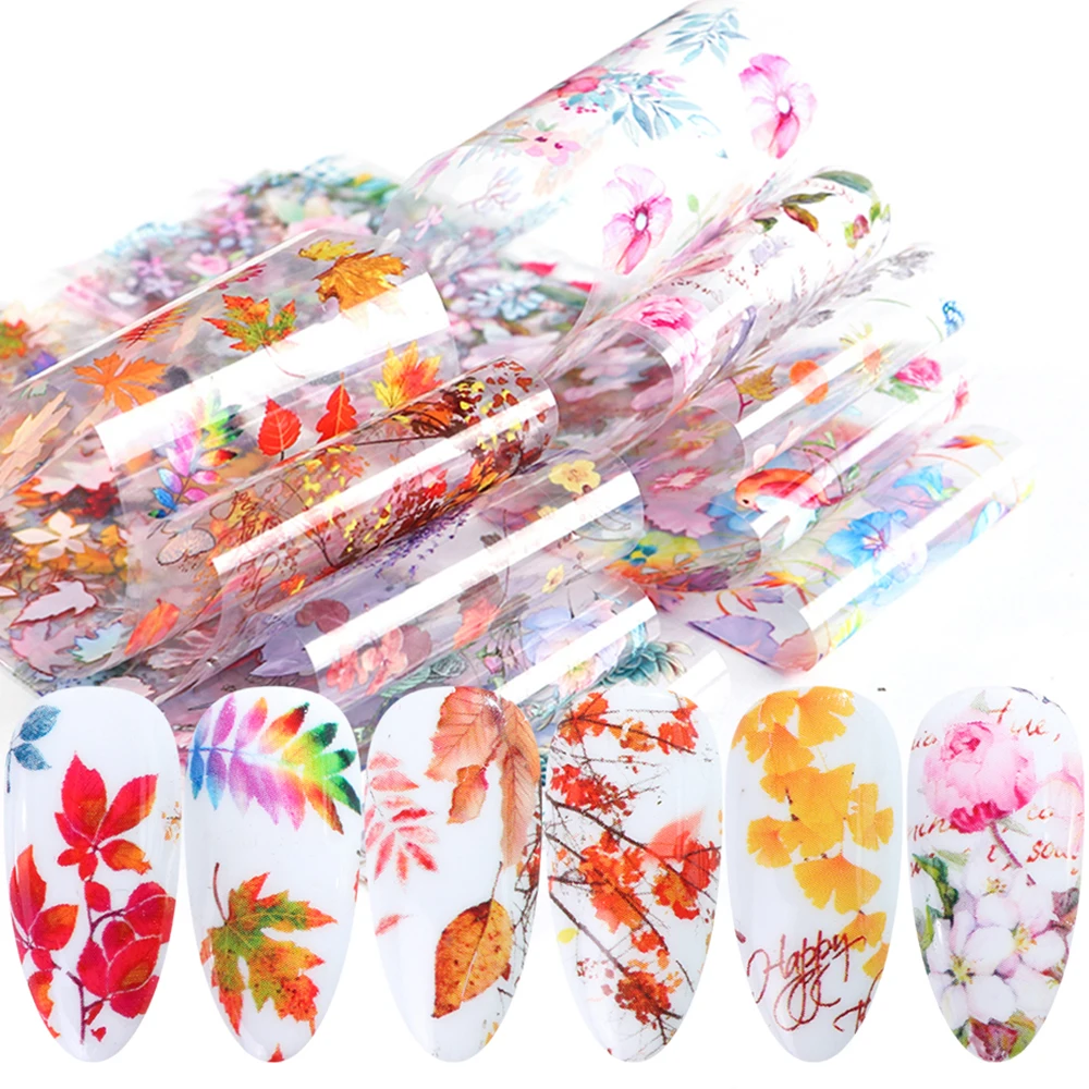 Новинка 2020New Fall Кленовая фольга наклейки для ногтей на весну День Святого