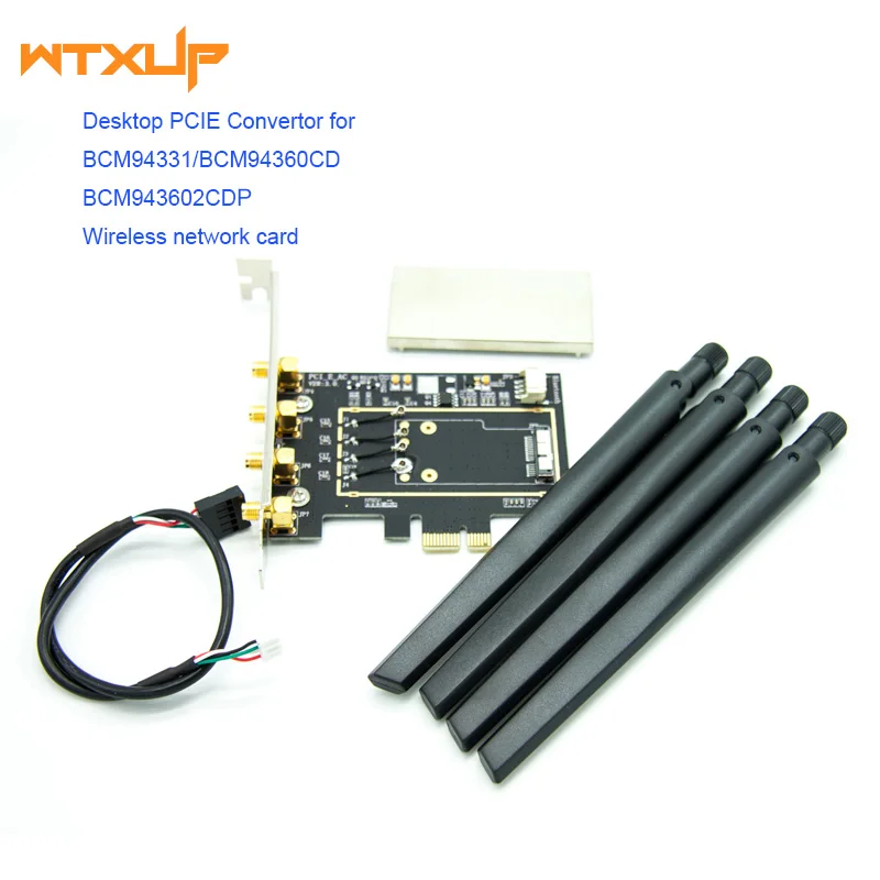 BCM94331 BCM94360CD BCM943602CDP WLAN карта для настольного ПК PCI E pcie pci express 1X 16X преобразователь