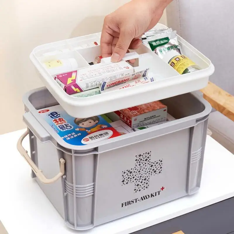 Новейшая Аптечка коробка пластиковый контейнер аварийный комплект портативный многослойный большой емкости органайзер для хранения