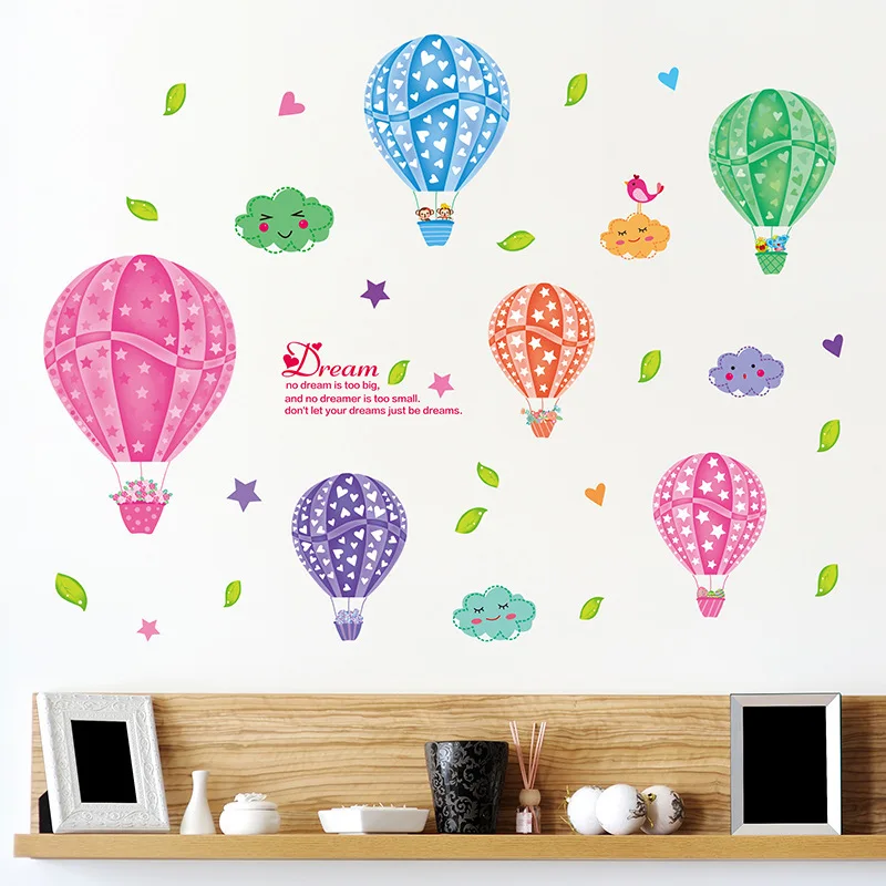 

Colorful Hot Balloon Wall Stickers For Kids Rooms Vinyl Home Decor Nursery Decoration Bedroom DIY Mural Removable Wall Paper