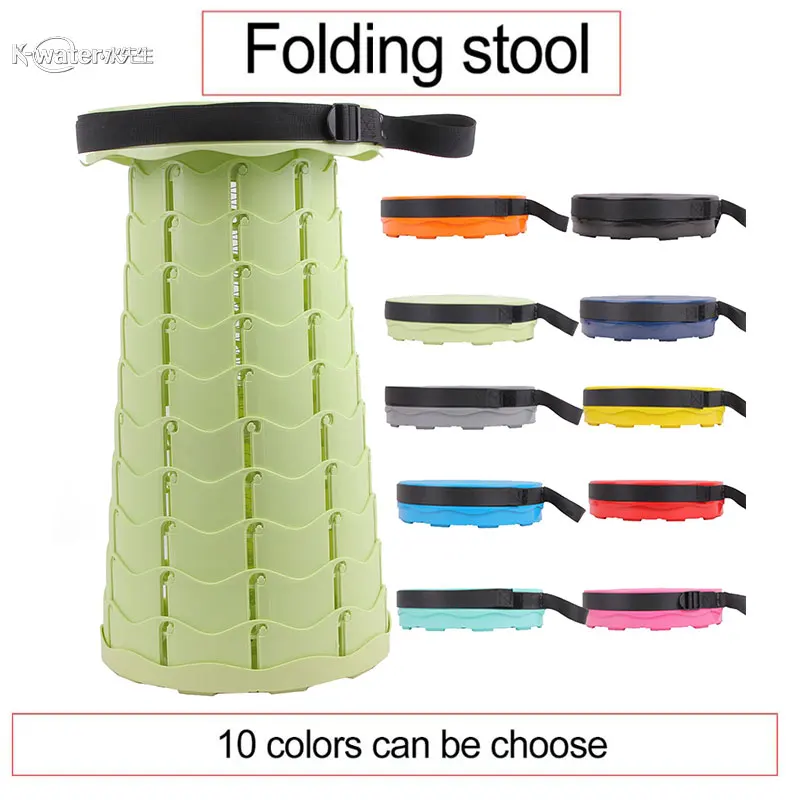 Retrátil portátil dobrável fezes chiar acampamento ao ar livre conveniente pesca cadeiras de plástico dobrável bolso simples
