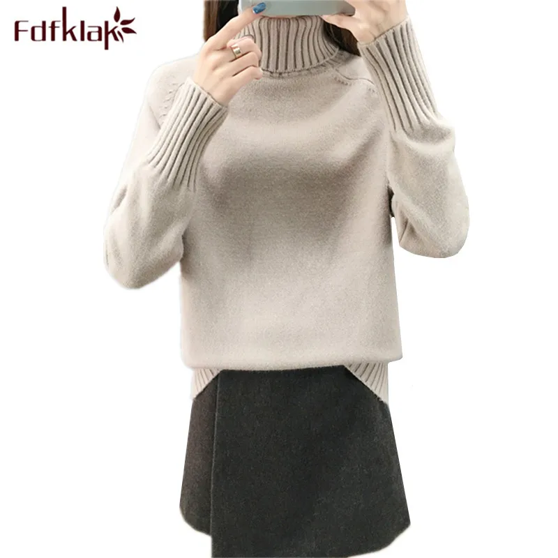 

Fdfklak Casual new pull femme 2019 pullover sweater women thick warm knit top woman winter clothes turtleneck women's sweaters