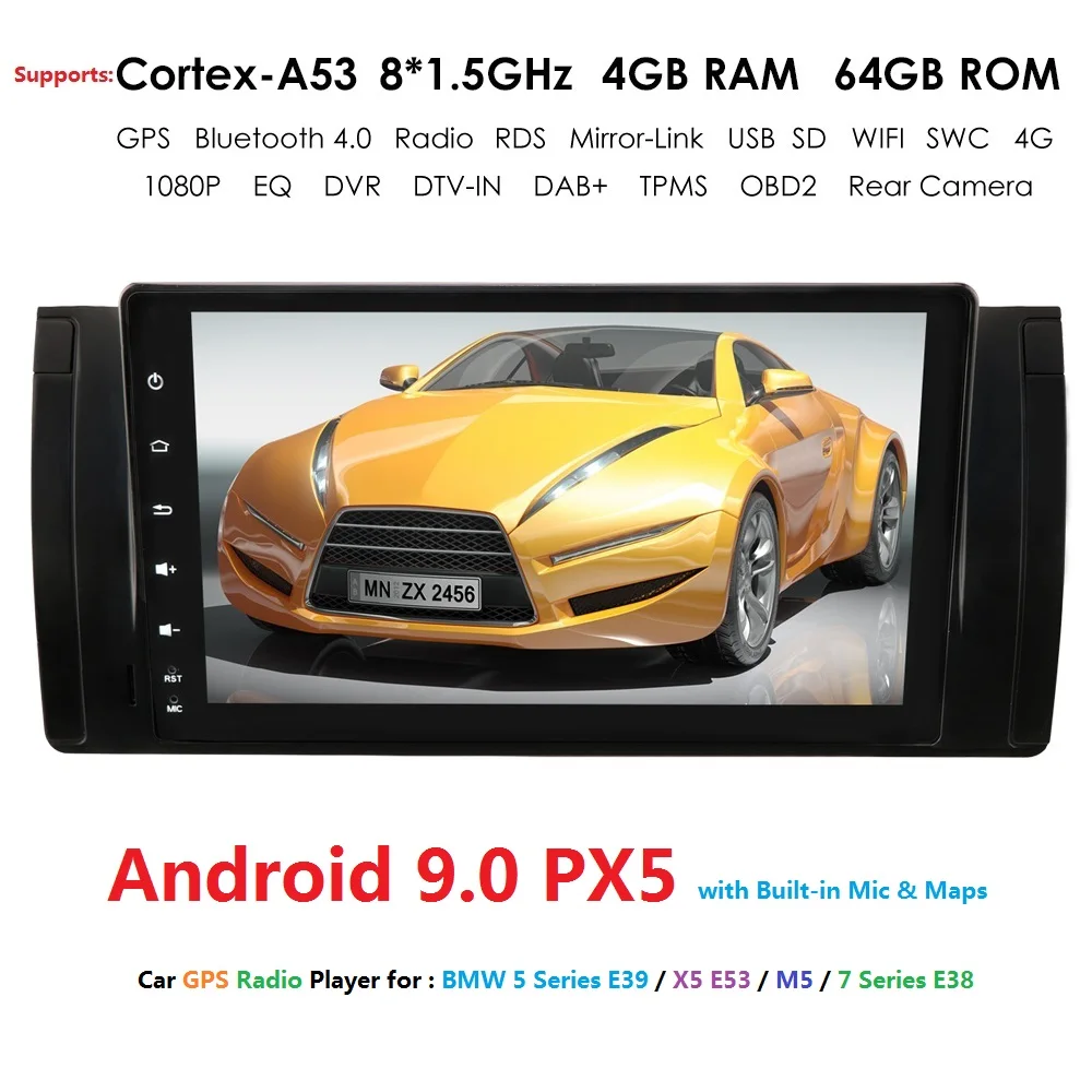 Clearance Car 1din radio 4G android 9.0 GPS Navi for BMW E39 M5 E38 E53 X5 autoaudio navigation headunit multimedia video stereo 4+64/2+16 0