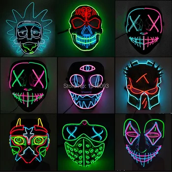 

Hot Fashion Halloween Party LED Mask Costume DJ Party Light Up Mask Halloween Horror Theme Party Mask Supplies Free shipping