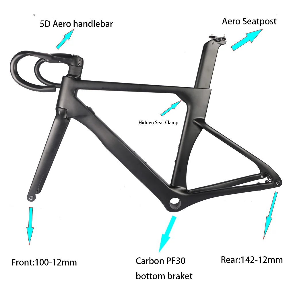 Perfect 2020 Model AEROSIX Carbon Road bicycle Frameset disc brake thru axle bike frame fork seatpost with 5D handlebar 1 Perfect 2020 Model AEROSIX Carbon Road bicycle Frameset disc brake thru axle bike frame fork seatpost with 5D handlebar 1