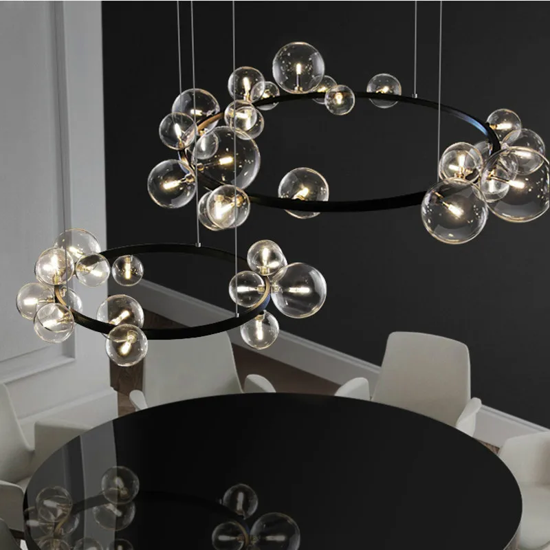 Nordic Clear Glass Led Chandelier 7/10 Heads Modern Black Chandelier Lights for Room Living Room Decoration Lighting Fixtures