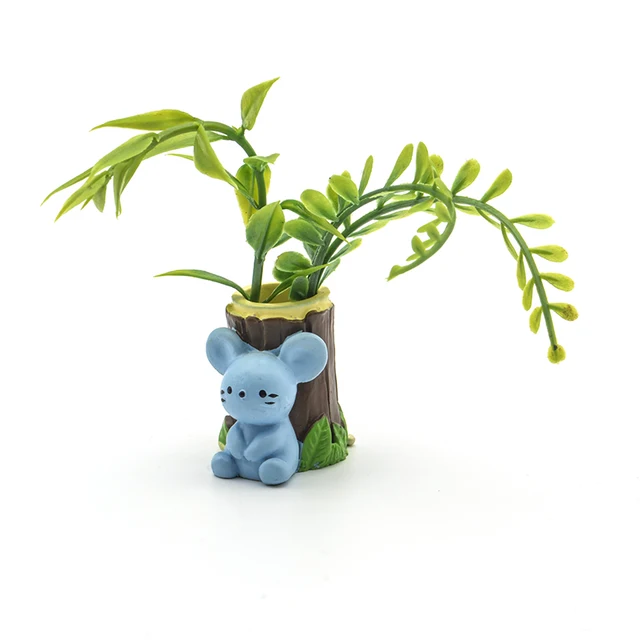 genuine capsule toys cute kawaii animal bear squirrel rat bunny tree stump mini Pen holder Storage tube gashapon office ornament 6