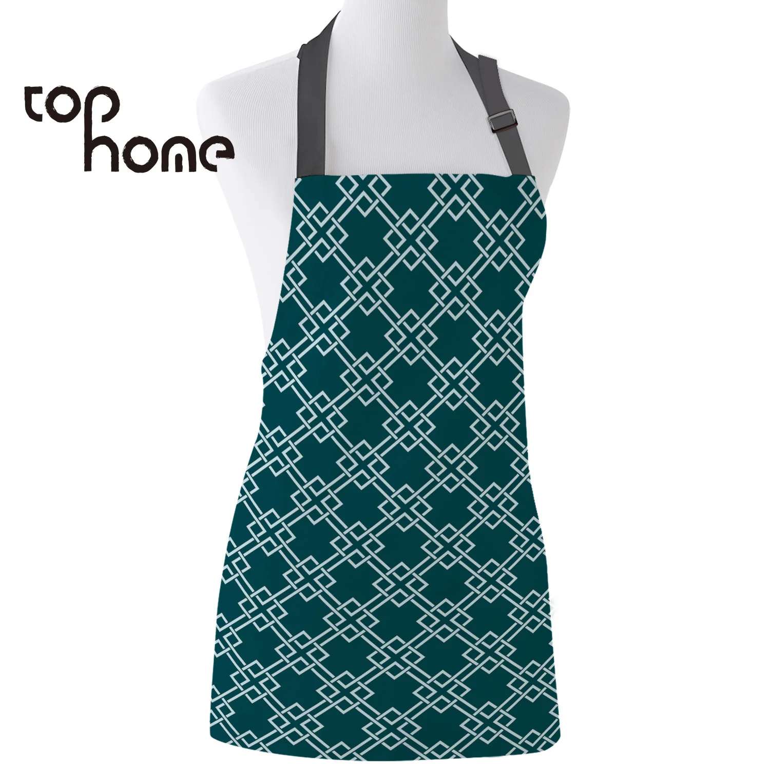 Tophome Kitchen Apron Modern Geometric Mesh Design Durable Simplicity Canvas Aprons Adults Kids Hotel Cafe Cleaning Tools