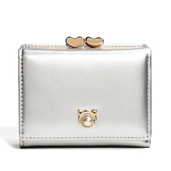 

Coin Purse Small Metal Women Pearl Multi Purpose Slim Gift Practical Wallet Card Holder PU Leather Short Fashion