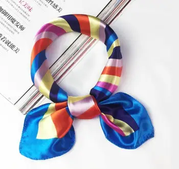 

2020 Women Scarf Silk Feeling Hair Neck Scarves Square Brand Office Printing Hotel Waiter Flight Attendants Handkerchief Rings