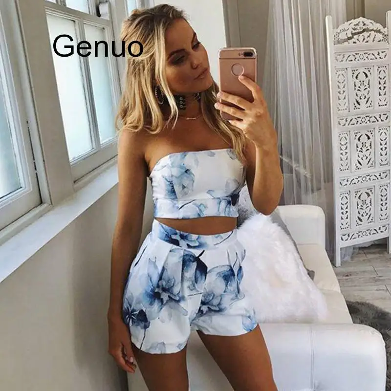 Women Clothes 2 Piece Set Women Ladies Prints Off Shoulder Top Shirt Blouse Shorts Pant Set Female Summer Suit