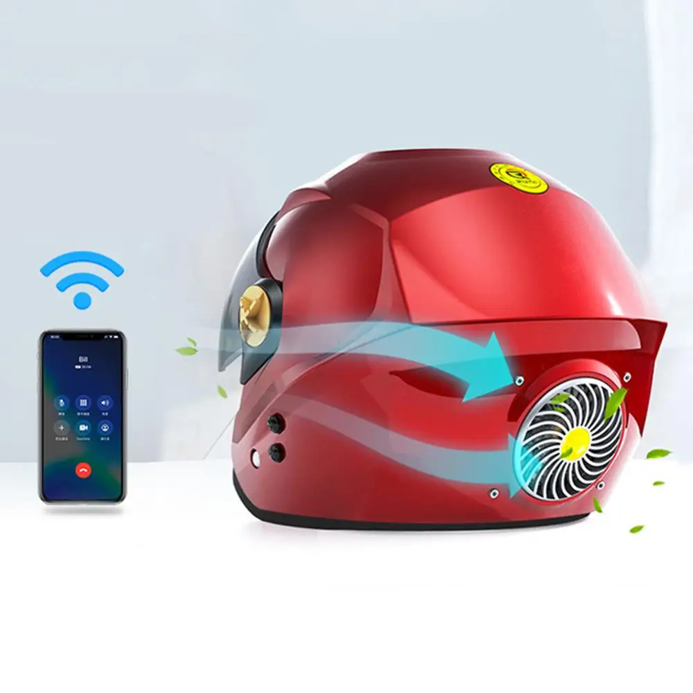 Мотоциклетный Полнолицевой шлем с солнечной батареей умный Bluetooth летний