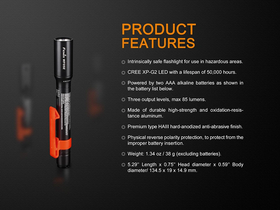 Fenix WF05E Cree XP-G2 светодиодный фонарик 85 люмен