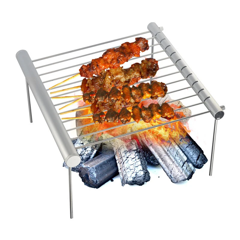 Barbecue Grill Portable Mini BBQ Grill Collapsible Stainless Steel BBQ Holder Folding Grill Barbecue Accessories For Home Outdoor Park Use