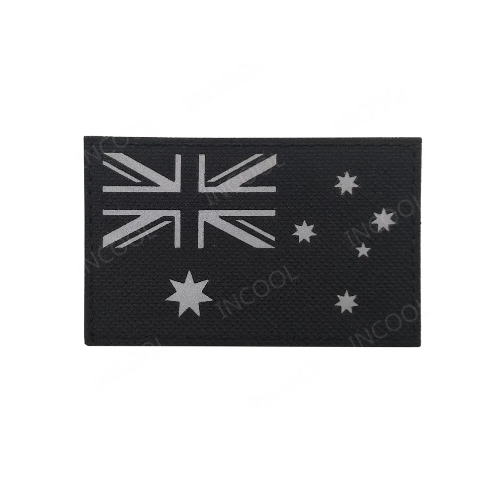 Australia Black IR ИК Светоотражающие Австралия Новая Зеландия флаг вышитые патчи тактические для поддержания боевого духа патчи Австралийский Флаг эмблемы с вышивкой - Цвет: Australia Black IR