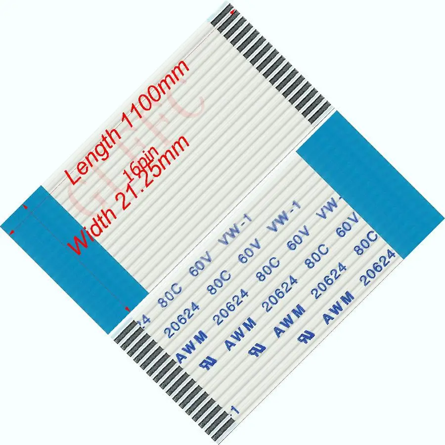 16pin 1 25 шаг 1100 мм-5800 мм B-Тип Гибкий плоский кабель FFC awm 20624 ROHS для TTL LCD DVD Компьютера |